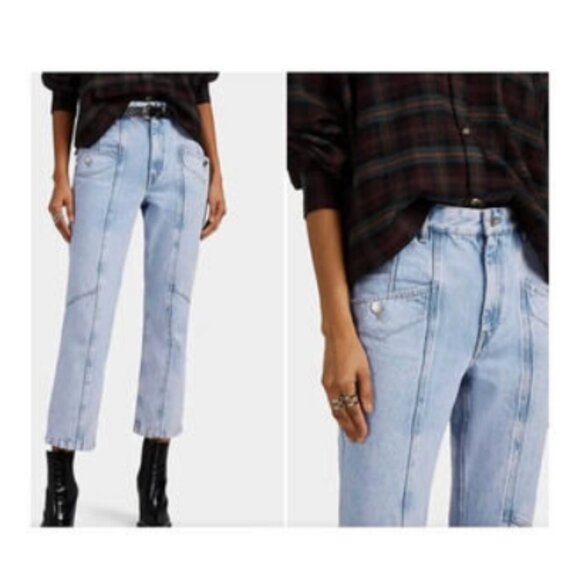 Isabel Etoile Marant Notty Lightwash Denim Cropped Jeans Size FR 34/US XS - Picture 4 of 13